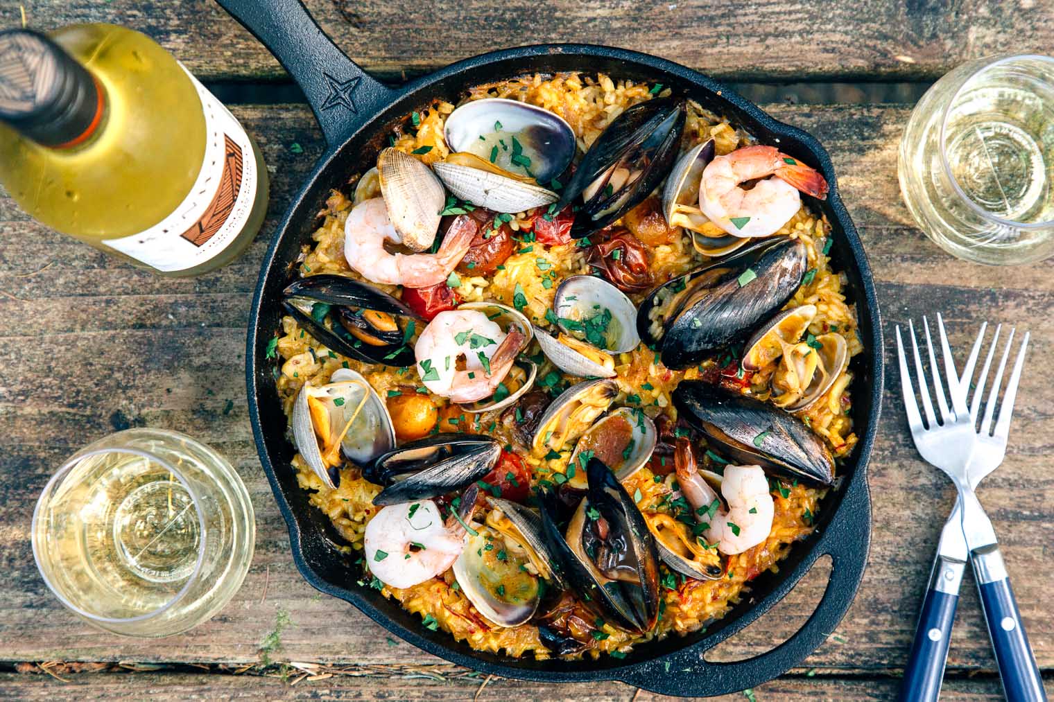 Dutch Oven Paella for Camping - Amanda Outside